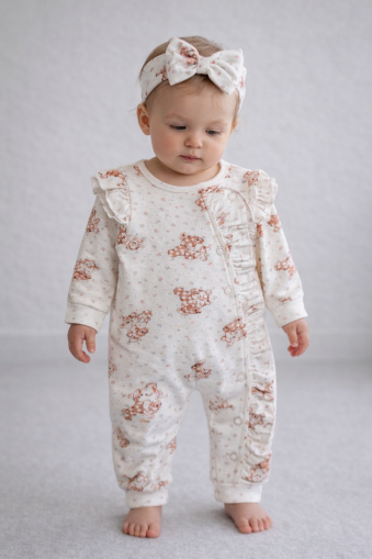 Salopă cu imprimeu de ursuleți pentru bebeluși BYMURAT 0-3-6-9-12 luni A25