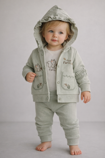 Set 3 piese brodate cu veveriță JUUTALÜX 3/12 luni A29