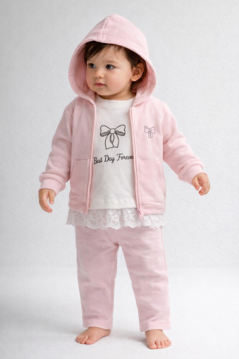 Set 2 piese cu glugă și fundițe Bymurat 6/24 luni A45