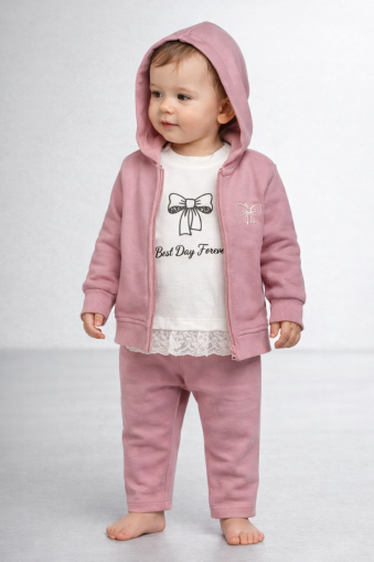 Set 2 piese cu glugă și fundițe Bymurat 6/24 luni A45