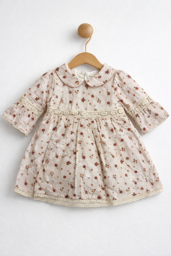 ROCHIE CU IMPRIMEU CU FLORILE ȘI TIV DIN DANTELĂ BY MURAT 3/24 LUNI A37