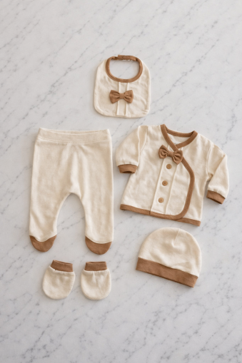 SET PAPION CU NASTURI SERDE BABY 0-3 LUNI A25