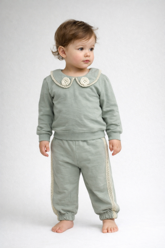 SET BYMURAT 2-3-4-5 ANI CU GULER TRICOTAT ȘI DETALIU CU TRANDAFIR A35