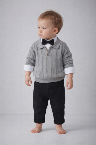 COSTUM 3 PIESE DIN CARDIGAN TRICOTAT CONCEPT 6-9-12-18 LUNI A69