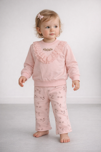 Costum BYMURAT din două piese, cu imprimeu floral, 9/24 luni A30