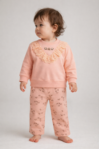 Costum BYMURAT din două piese, cu imprimeu floral, 9/24 luni A30