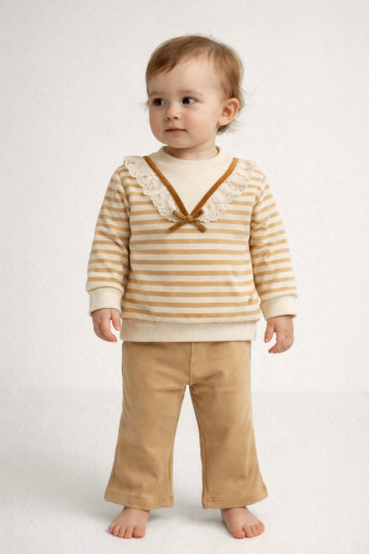 SET DE 2 PIESE BYMURAT 9/24 LUNI, CU DULCE ÎN V ȘI DETALII DIN DANTELĂ A32