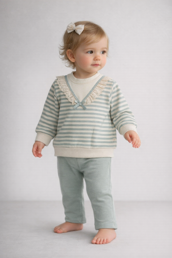 SET DE 2 PIESE BYMURAT 9/24 LUNI, CU DULCE ÎN V ȘI DETALII DIN DANTELĂ A32