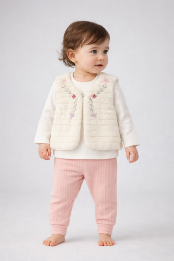 Vestă de pluș ELCI 6-18 luni, set 3 piese A38