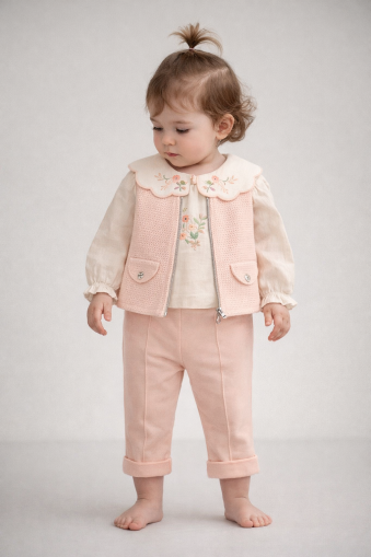 SET ELCI 3 PIESE CU FOLOSINȚĂ FLORALĂ PENTRU 6/18 LUNI A50