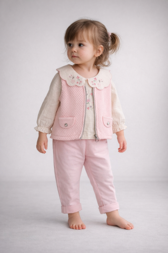 SET ELCI 3 PIESE CU FOLOSINȚĂ FLORALĂ PENTRU 6/18 LUNI A50