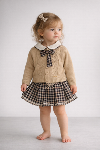 Set vestă și fustă tricotate Missolix 9/24 luni A110