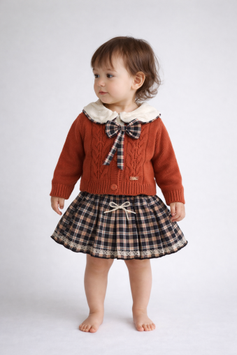 Set vestă și fustă tricotate Missolix 9/24 luni A110