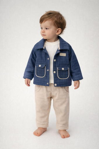 Set jachetă cu buzunare duble, clasa junior 9/24 luni, format din 3 piese A76