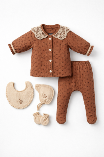 Set de 5 piese din muselină pentru nou-născuți, 0-3 luni A35