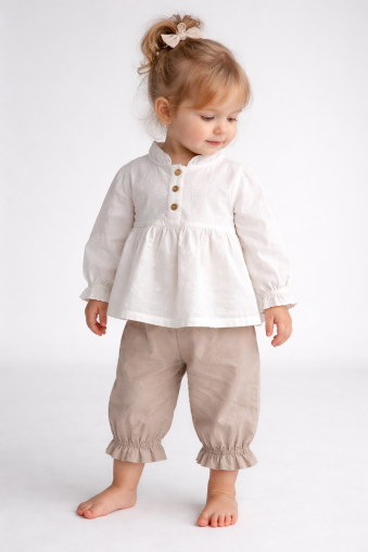 Costum de muselină brodat DECO 9/24 luni A30
