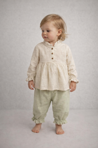 Costum de muselină brodat DECO 9/24 luni A30