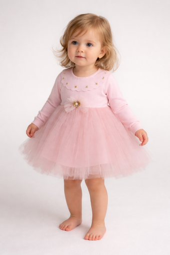 Rochie MiniCix cu guler cu margarete pentru copii 9/24 de luni A26