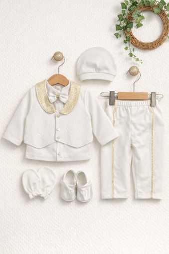 Babylia Gold Angel – Set elegant pentru nou-născuți (0–3 luni) A29