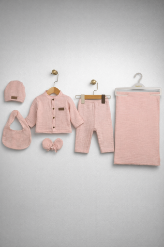 Pătură brodată Newworld, set de 6 piese din muselină, 0-3 luni A54