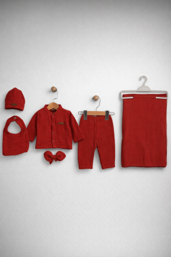 Pătură brodată Newworld, set de 6 piese din muselină, 0-3 luni A54