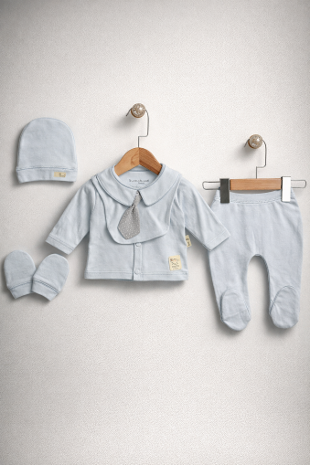 SET NOU-NĂSCUT MINICAYZEN 0/3 LUNI BĂRBAȚI CU 5 PIESE ȘI LEGĂTURĂ A36