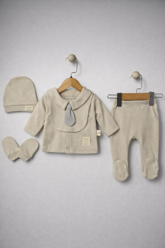 SET NOU-NĂSCUT MINICAYZEN 0/3 LUNI BĂRBAȚI CU 5 PIESE ȘI LEGĂTURĂ A36