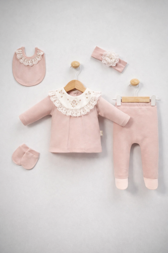 Set de 5 piese MINICAYZEN cu guler floral brodat, 0-3 luni A46