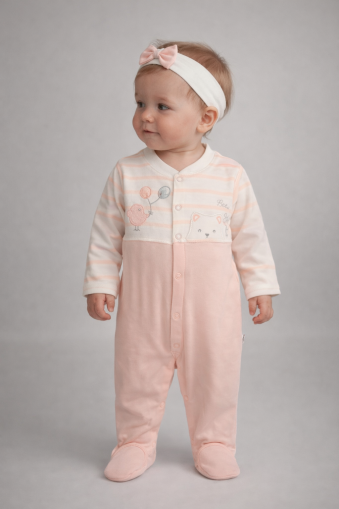 Salopetă ANNORA 3–9 luni cu broderie și model baloane A19