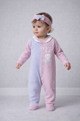 SALOPĂ BRODATĂ CU PISICĂ ÎN FORMĂ DE INIMĂ ANNORA 3/9 LUNI A19