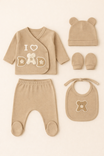 SET SERDE BABY 0-3 LUNI NOU-NĂSCUT I LOVE DAD IMPRIMAT A25