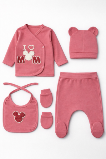SET SERDE BEBELUȘI NOU-NĂSCUT 0-3 LUNI CU IMPRIMAREA I LOVE MOM A25