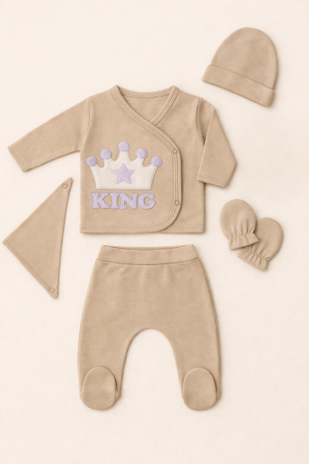 SET SERDE BABY NOU-NĂSCUT 0-3 LUNI KING IMPRIMAT A25