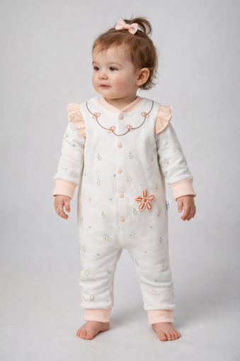 SALOPĂ BRODATĂ CU FLORI BABY MII 3/9 LUNI A35