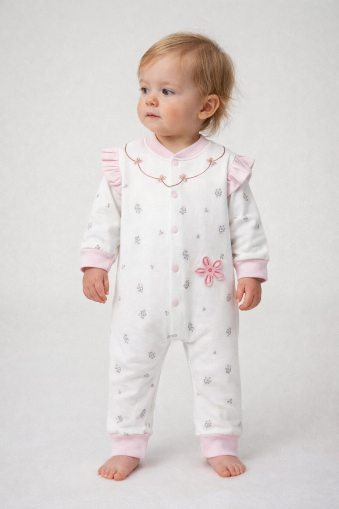 SALOPĂ BRODATĂ CU FLORI BABY MII 3/9 LUNI A35