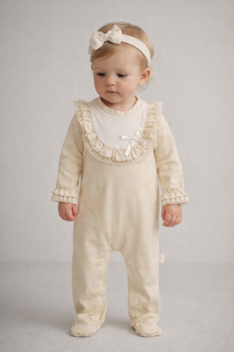 BYMURAT Salopetă 3–12 luni cu guler din dantelă A25