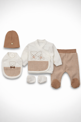 SET URSULET DE PLUȘ BABYİM 0-3 LUNI, 5 PIESE, PENTRU NOU-NĂSCUT A25