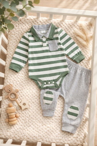 SET SALOPETE CU DUNGI PENTRU BEBELUȘI BYMURAT 3/12 LUNI A22