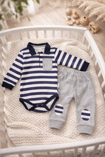 SET SALOPETE CU DUNGI PENTRU BEBELUȘI BYMURAT 3/12 LUNI A22