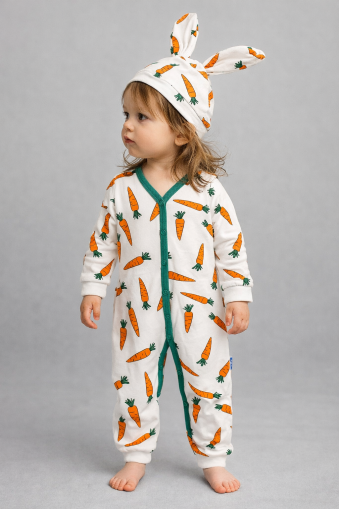 SALOPĂ CU IMPRIM DE MORCOV ȘI PĂLĂRIE BY MURAT 3/12 LUNI A22