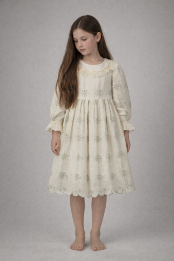 ROCHIE BRODATĂ CU GULER CU VOLANELE TIVIDOKIDS PENTRU 6/9 ANI A74