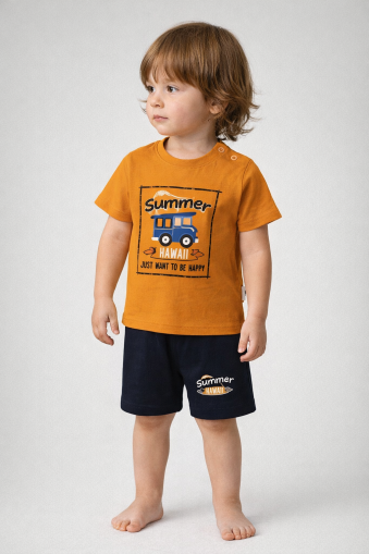 Set Mimosa vară Hawaii cu pantaloni scurți  9/24 luni A17