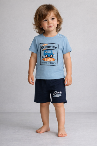 Set Mimosa vară Hawaii cu pantaloni scurți  9/24 luni A17