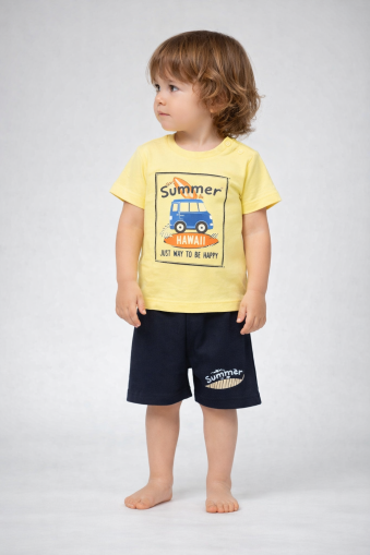 Set Mimosa vară Hawaii cu pantaloni scurți  9/24 luni A17