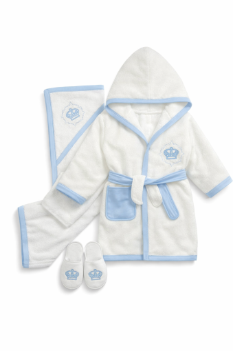 Set Halat de Baie pentru Bebeluși 0–3 Luni, cu Coroană Brodată A76