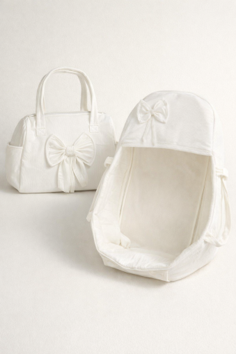  Gülşen Bebe Set pentru Bebeluși 0–6 Luni, Port-bebe Tip Scoică cu Geantă și Fundă cu Perle A98