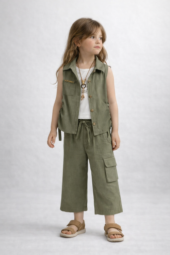 Missolix Set pentru Copii 3–6 Ani, Cămașă Model Maiou și Pantaloni A97