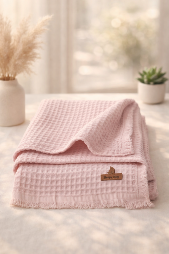 Sleepy Păturică pentru Bebeluși 0–6 Luni, Model Waffle cu Franjuri A31