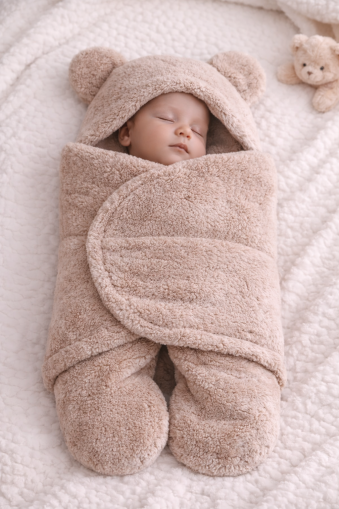 Bebecix Sac de Înfășat cu Picioare pentru Bebeluși 0–6 Luni, din Welsoft, cu Model Iepuraș A54