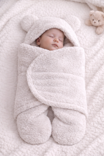 Bebecix Sac de Înfășat cu Picioare pentru Bebeluși 0–6 Luni, din Welsoft, cu Model Iepuraș A54